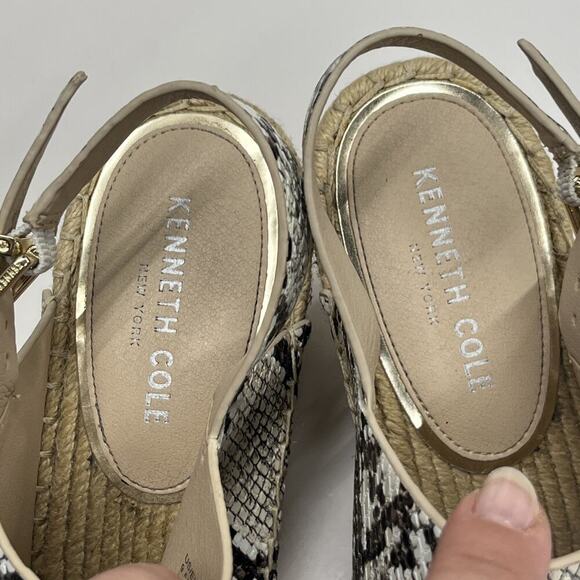 Kenneth Cole Wedge Snakeskin Espadrille Sandals Women's 9.5M Open Toe Slingback - Picture 13 of 15